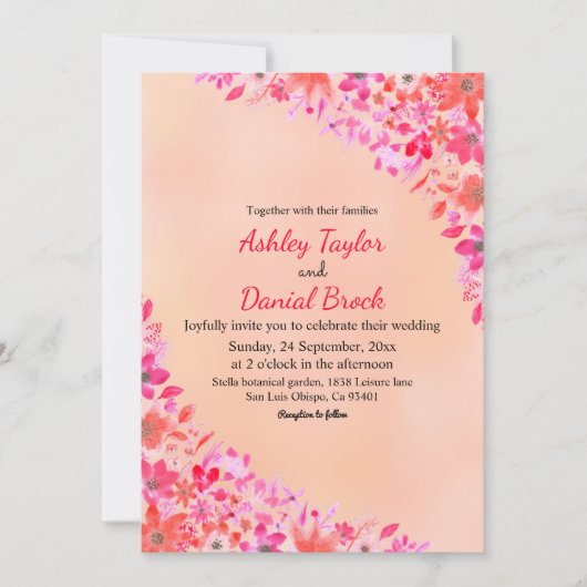 Blush Pink Dusty Roos Spring Boho Floral Wedding Kaart (Voorkant)