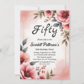 Blush Pink Dusty Roos Waterverf Bloemen Verjaardag Kaart (Voorkant)