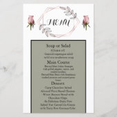 Blush Pink Dusty Sage Wedding Menu met Rozen (Voorkant)