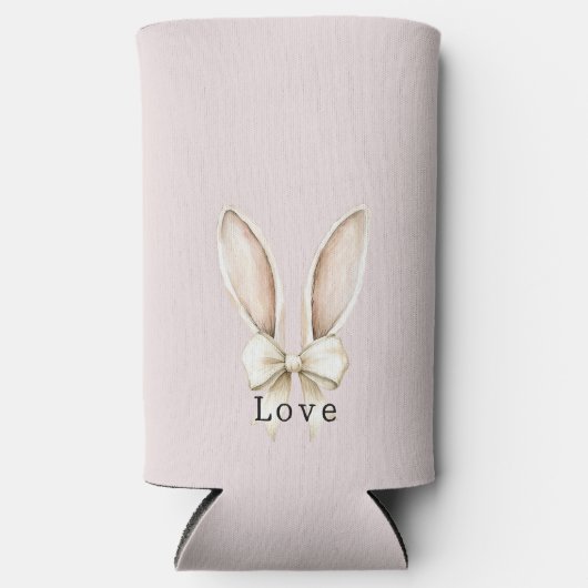 Blush Pink Easter Bunny Ears Bow Love Seltzer Blikjeskoeler (Voorkant)