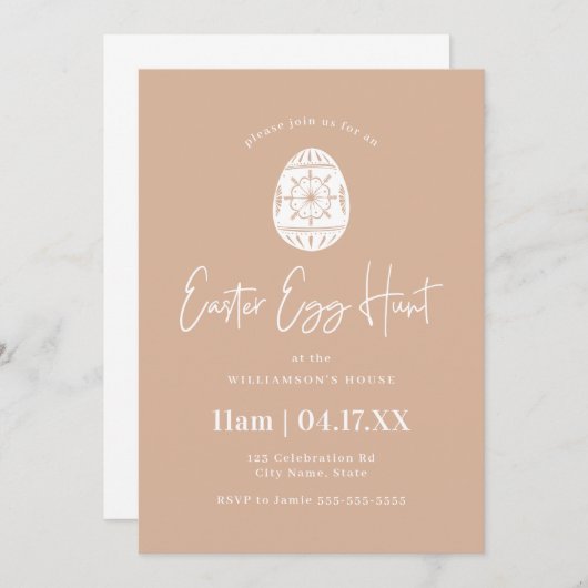 Blush Pink Easter Egg Hunt Invitation Kaart (Voorkant / Achterkant)