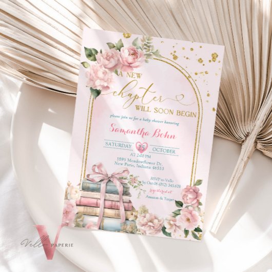 Blush Pink Een nieuwe Chapter Baby shower Invitati Kaart