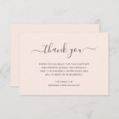 Blush Pink Eenvoudig elegant begrafenissympathie Bedankkaart (Voorkant / Achterkant)