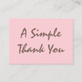 Blush Pink Eenvoudig script Bedankt Visitekaartje (Voorkant)