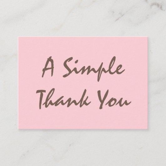 Blush Pink Eenvoudig script Bedankt Visitekaartje (Voorkant)
