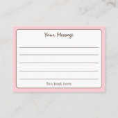 Blush Pink Eenvoudig script Bedankt Visitekaartje (Achterkant)