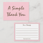Blush Pink Eenvoudig script Bedankt Visitekaartje (Voorkant / Achterkant)