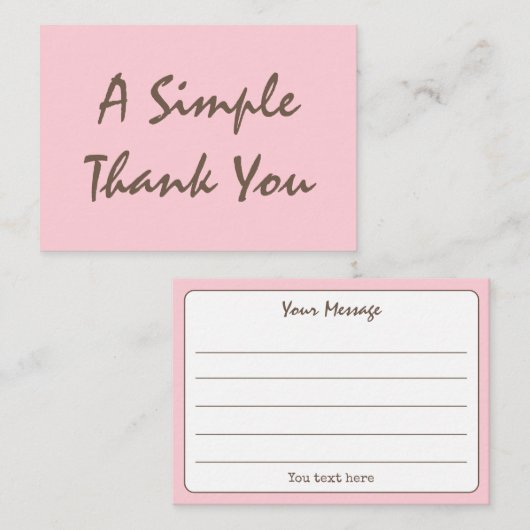 Blush Pink Eenvoudig script Bedankt Visitekaartje (Voorkant / Achterkant)