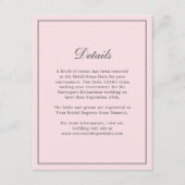 Blush Pink Eenvoudige Elegante Trouwinfo Details Informatiekaartje (Voorkant)