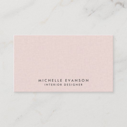  Blush Pink Eenvoudige minimalistische Linnen Visitekaartje (Voorkant)