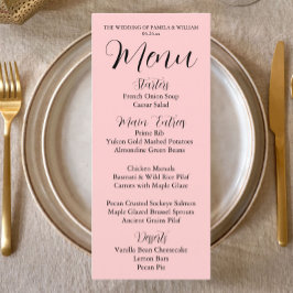 Blush Pink Eenvoudige Stijl Trouwdiner Menu