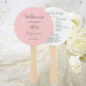 Blush Pink Eenvoudige Trouwceremonie Programma Handwaaier