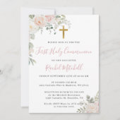 Blush Pink Eerste Heilige Communie Uitnodiging Tem (Voorkant)