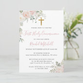 Blush Pink Eerste Heilige Communie Uitnodiging Tem (Staand voorkant)