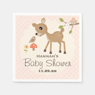 BLush Pink Egg Woodland Deer Baby shower Servetten