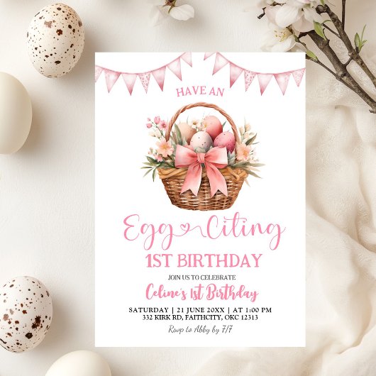 Blush Pink Eggciting Birthday Kaart