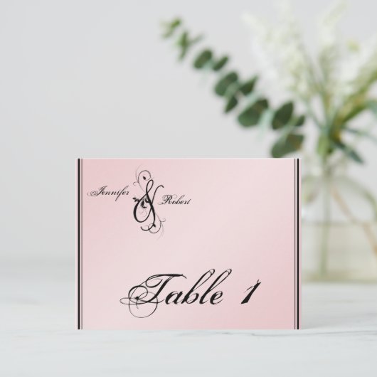 Blush Pink Elegance Trouwtafel Nummer Briefkaart (Staand voorkant)