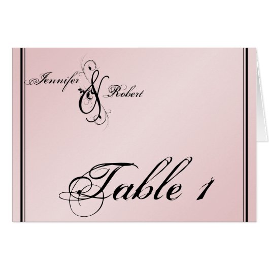 Blush Pink Elegance Weddenschappen Table Number (Voorkant Horizontaal)