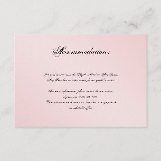 Blush Pink Elegance Wedding Insert Informatiekaartje (Voorkant)
