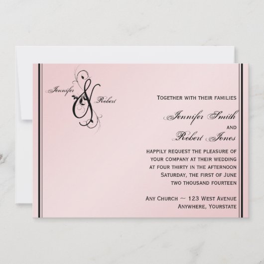 Blush Pink Elegance Wedding Uitnodiging (Voorkant)