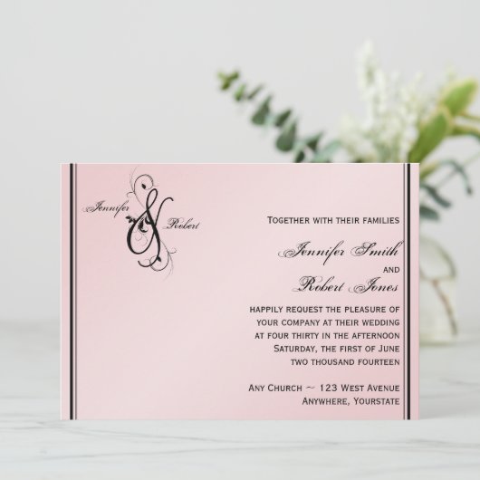 Blush Pink Elegance Wedding Uitnodiging (Staand voorkant)
