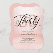 Blush Pink Elegant 30th Birthday Kaart (Voorkant / Achterkant)