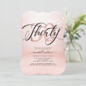 Blush Pink Elegant 30th Birthday Kaart (Staand voorkant)