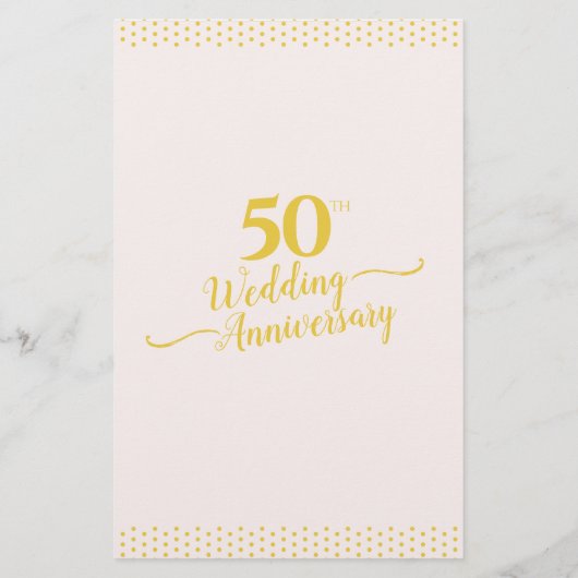 Blush Pink Elegant 50ste bruiloft Jubileum Menu (Achterkant)