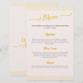 Blush Pink Elegant 50ste bruiloft Jubileum Menu (Voorkant / Achterkant)