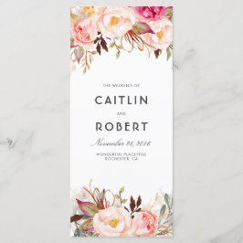 Blush Pink Elegant Bloemen Bruiloft Programma's