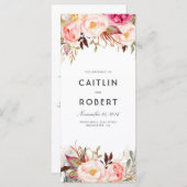 Blush Pink Elegant Bloemen Bruiloft Programma's (Voorkant / Achterkant)