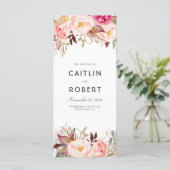 Blush Pink Elegant Bloemen Bruiloft Programma's (Staand voorkant)