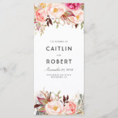 Blush Pink Elegant Bloemen Bruiloft Programma's (Voorkant)