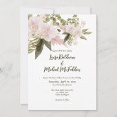 Blush Pink Elegant Bloemen met RSVP Kaart (Voorkant)