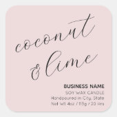 Blush Pink Elegant Candle Cosmetische Sticker Labe (Voorkant)