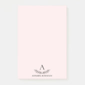 Blush Pink Elegant Chic Botanical Monogram Post-it® Notes (Voorkant)
