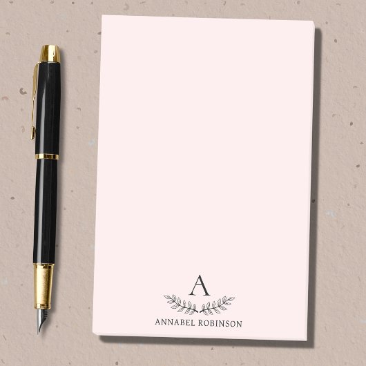 Blush Pink Elegant Chic Botanical Monogram Post-it® Notes
