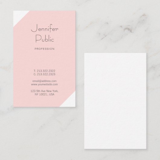 Blush Pink Elegant Clean Plain Luxe Professional Visitekaartje (Voorkant / Achterkant)