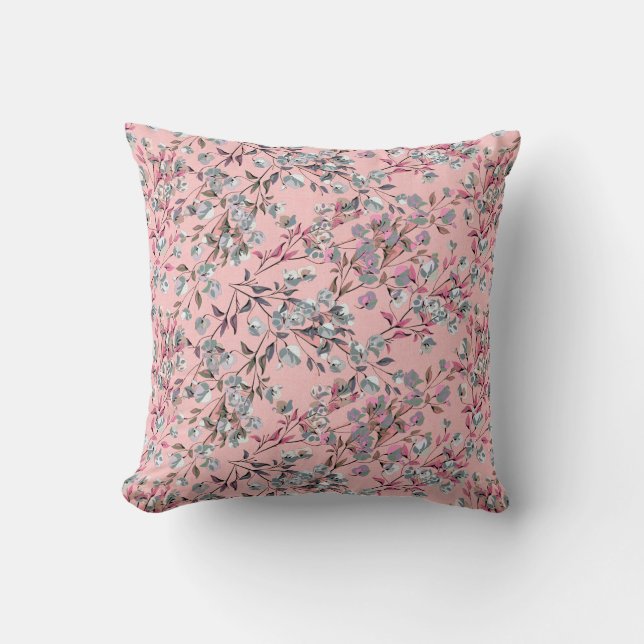 Blush Pink Elegant Dainty Floral Pattern Kussen (Voorkant)