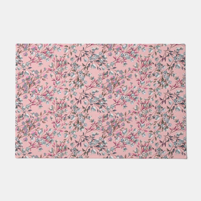 Blush Pink Elegant Floral Pattern Decorative Deurmat (Voorkant)