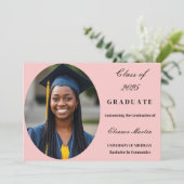 Blush Pink Elegant Fotouitnodiging Kaart (Staand voorkant)