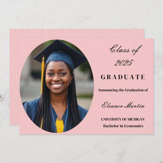 Blush Pink Elegant Fotouitnodiging Kaart (Voorkant / Achterkant)