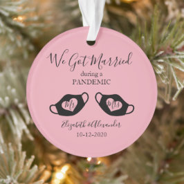Blush Pink Elegant gehuwd tijdens pandemische foto Ornament