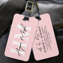 Blush Pink Elegant Girly Monogram Naam