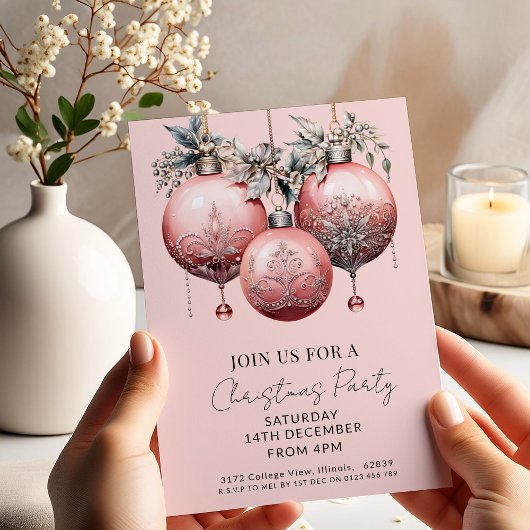 Blush Pink Elegant  Glam Kerstfeest Kaart