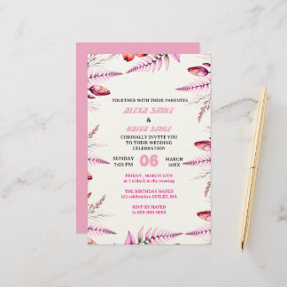 Blush Pink  Elegant Gold Wedding Invitation , Whit Briefpapier