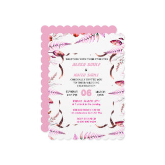 Blush Pink  Elegant Gold Wedding Invitation , Whit Kaart