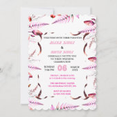 Blush Pink Elegant Gold Wedding Invitation , Whit Kaart (Voorkant)