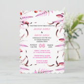 Blush Pink Elegant Gold Wedding Invitation , Whit Kaart (Staand voorkant)