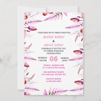 Blush Pink  Elegant Gold Wedding Invitation , Whit Save The Date